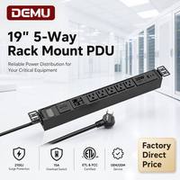 Boîtier de distribution 1U pour montage en rack 19 pouces, PDU 5 prises US, affichage numérique, charge rapide USB-C 30W, protection contre les surtensions 2100J