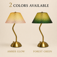 Lampe de table moderne en verre ambre vert forêt, LED rechargeable, commande tactile, base en métal, pour chambre à coucher, salon, café, restaurant
