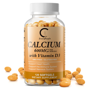 Capsules de calcium 600 mg, vitamine D3, K2, B12, soutient les os, le système immunitaire et le système nerveux, complément alimentaire, 120 unités, <span class=keywords><strong>GPGP</strong></span> GreenPeople - Product Image 1