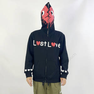 Logo personalizzato Streetwear taglie forti felpe <span class=keywords><strong>con</strong></span> cappuccio da uomo spessa in poliestere e <span class=keywords><strong>scheletro</strong></span> ricamato <span class=keywords><strong>con</strong></span> Zip <span class=keywords><strong>felpa</strong></span> da uomo - Product Image 3