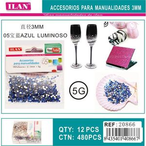Accessori in diamante Ilan, perline in resina luminosa blu da 3 mm per la creazione di gioielli artigianali, confezione da 5 g - Product Image 1