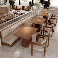 Ensemble de salle à manger moderne en bois pour restaurant, table stratifiée motif marbre, chaises en mousse haute densité, 2-4 places pour café, bar, ou stand.