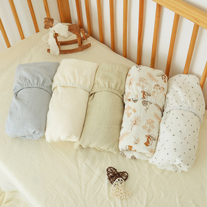Draps de lit pour bébé en coton biologique 100% - Tissu crêpe - Muslin - Doux - <span class=keywords><strong>Drap</strong></span>-housse pour <span class=keywords><strong>berceau</strong></span> - Product Image 1