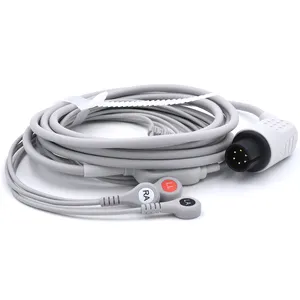 Ecg machine cable 3 leads AHA snap ECG sensor cable for BCI patient monitors