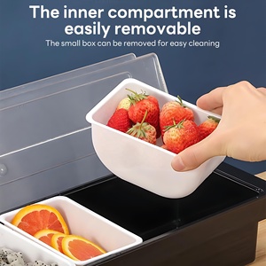 <strong>Bar</strong> Fruit <strong>Caddy</strong> with Lid Salad <strong>Condiment</strong> Server Black Plastic Garnish Tray Ice Chilled <strong>Condiment</strong> <strong>Caddy</strong> for Home Restaurant - Product Image 5