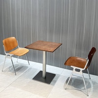 Table carrée de style vintage pour café, salon de thé, table en panneau marin, table de dessert rétro, table de boulangerie, chaise, mobilier de maison