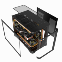 Boîtier PC de bureau Mid-Tower avec écran LCD latéral en verre trempé circulaire, boîtier blanc pour PC, cabinet CPU, refroidissement ATX, boîtier d'ordinateur de jeu