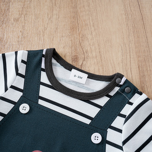 Combinaison <span class=keywords><strong>bébé</strong></span> <span class=keywords><strong>garçon</strong></span> à manches courtes, motif dinosaure mignon, rayée, pour nouveau-né, production en petites séries - Product Image 6