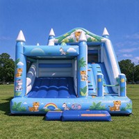 Château gonflable portable Jungle Animal avec toboggan et mur d'escalade pour enfants, idéal pour les jeux intérieurs, les jardins et les parcs de trampolines