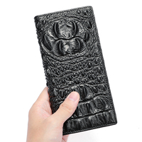 Dompet Lipat Tipis Pria MARRANT Motif Kulit Buaya dengan Penjepit Uang dan Tempat Kartu, Dompet Kulit Asli untuk Pria