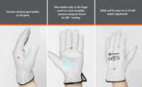 Gants de travail en cuir de vachette grainé résistant à l'usure MaxiTough à usage général pour chauffeur