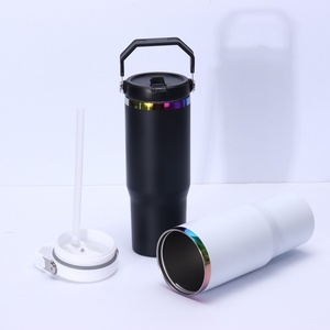 Tumbler Isolato in Acciaio Inox a Doppia Parete da 30oz con Incisione Laser e Placcatura Arcobaleno, Tazza da Viaggio per Caffè con Manico - Product Image 2