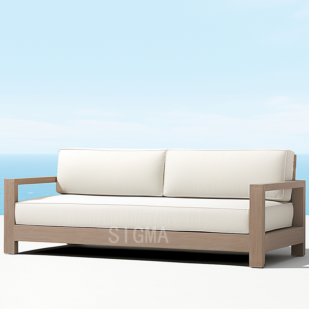 High quality Outdoor furniture beach or garden Furniture Sets Waterproof  fabric Teak Wood Sofa Set