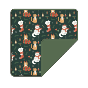 Couverture double face en bambou douce pour bébé, motif chat de Noël et houx, idéale comme <span class=keywords><strong>cadeau</strong></span> ou pour emmailloter ou envelopper bébé dans la poussette - Product Image 1