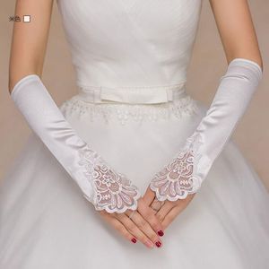 Elbow Length Satin Fabric Flower Lace Bridal <strong>Gloves</strong> Wedding <strong>Gloves</strong> <strong>Fingerless</strong> - Product Image 2