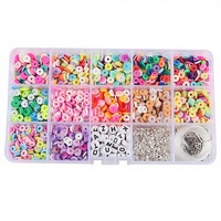 Set Manik-manik Bohemian 15-Grid Baru untuk DIY, Manik Spacer Irisan Multi-warna dari Tanah Liat Polimer, Aksesoris Perhiasan Model G0101