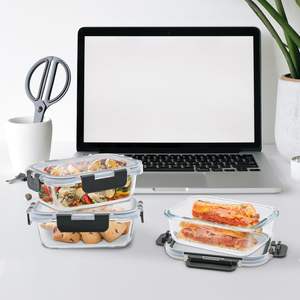 กล่องแก้วใส่อาหารพร้อมฝาปิดสำหรับขายส่ง กล่องเก็บอาหารสุญญากาศ กล่องข้าวกลางวันแบบล็อค - Product Image 3