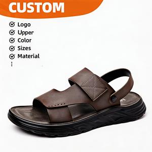 Sandales personnalisées pour hommes en cuir de qualité supérieure, à double usage, <span class=keywords><strong>ultra</strong></span>-douces, antidérapantes, respirantes, décontractées, pour l'été, la randonnée en plein air, la plage, des tongs - Product Image 1