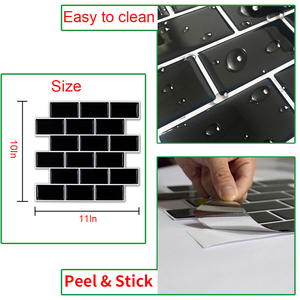 CH 254x286mm Premium Anti-Moisissure Étanche 3D Peel Stick Papier Peint Moderne Noir Métro Brique Carreaux Salle De Bains 1/10 Feuille Mur Noir - Product Image 5