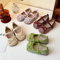 Chaussures en cuir style coréen Elsa Princess, chaussures de cérémonie scintillantes pour petites filles