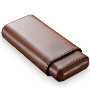 ब्राउन वाटरप्रूफ चमड़े के 3-सिगार ले जाने के मामले और उपहार बॉक्स में सिगार ट्यूब शामिल हैं - Product Image 6