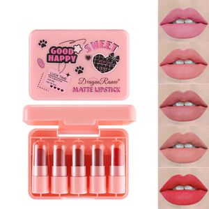 <span class=keywords><strong>Dragon</strong></span> Ranee <span class=keywords><strong>maquillaje</strong></span> 5 unids/caja Rosa lindo Mini lápiz labial mate cremoso de larga duración conjunto de lápiz labial regalo al por mayor para niñas - Product Image 1