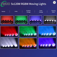 Yinuo Cabeza Móvil LED Profesional 5PCS 120W RGBW Control DMX512 IP33 20000 Lúmenes Beam Wash Strobe Tornado para Club Discoteca Bar