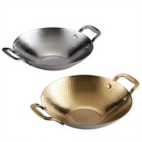 Yolecen – Réchaud commercial en acier inoxydable 304 épaissi non revêtu, avec trépied, double poignée, petit récipient pour fondue et plats chauds