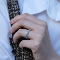 Bague Longlong en Argent S925 avec Diamants Paraiba, Nouvelle Collection 2025, Élégante et Polyvalente, Légère et Luxueuse, 3g, pour Femme