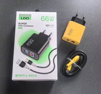 Chargeur rapide pour téléphone portable 65W avec prise EU, câble USB Type-C PD, chargeur USB Type-C, charge rapide, adaptateur secteur USB-C