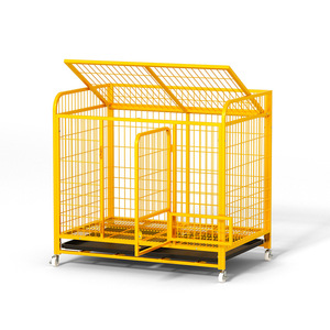 กรงสุนัขขนาดใหญ่พร้อมล้อ โครงเหล็กสี่เหลี่ยมแข็งแรง พร้อมถาดพลาสติกสำหรับสุนัขขนาดใหญ่ - Product Image 1