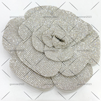 PH810 grosir buatan tangan berlian imitasi bunga bros kristal besar bunga applique patch