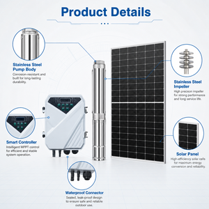 Pompe solaire DC de haute qualité <span class=keywords><strong>7M3</strong></span>/H 7.5M3/H 10Kw Pompe submersible à énergie solaire avec panneau mono connecté au réseau - Product Image 3