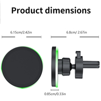 Support de chargeur de voiture sans fil QC3.0, support de téléphone de voiture à charge rapide USB-C pour iPhone Samsung Galaxy Android
