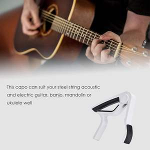 Capo de guitarra portátil con afinador para guitarras eléctricas/acústicas de 6 cuerdas, banjo, mandolina, bajo, ukelele (blanco) - Product Image 4