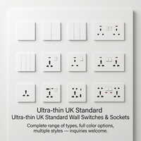 Prise murale ultra-fine ignifuge en PC, norme britannique, avec ports USB, IP22, pour projets industriels, résidentiels, hôteliers et d'ingénierie