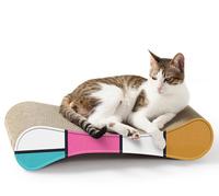 Griffoir pour chat en carton ondulé double face en forme d'os incurvé pour chats d'intérieur, pour le repos et le griffonnage