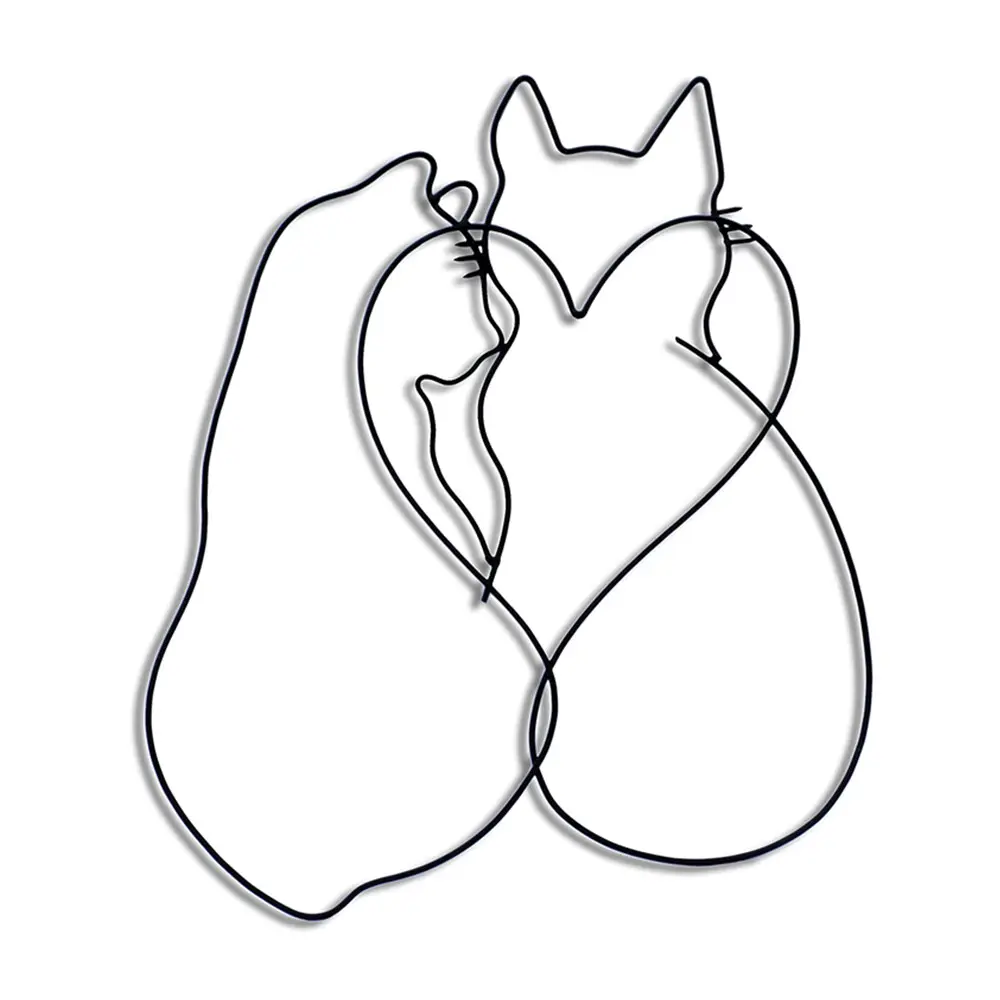 Oniya งานฝีมือโลหะรูปแมวติดผนัง,ของตกแต่งบ้านรูปหัวใจเหล็กสไตล์มินิมอลลิสต์สำหรับห้องห้องนั่งเล่นสไตล์อินเดีย