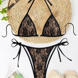 Maillot de bain pour femmes extrêmement sexy, personnalisé, respirant, à séchage rapide, taille plus, bikini triangle avec imprimé floral et soutien-gorge push-up - Product Image 4