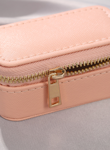 Custom Logo <b>Mini</b> Portable Travel Velvet Inner Jewelry <b>Box</b> with Zipper Closure Leather Case for Jewelry <b>Storage</b> - Product Image 6