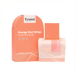 Botanical Raw Blended Dissolvable Oral Film Strips 30 Strips Warm <b>Orange</b> Arch Top <b>Paper</b> Box Geometric Line Print Oral Strips OEM - Product Image 1