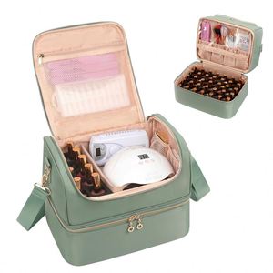 Free Sample Double Layer <b>Nail</b> <b>Polish</b> <b>Organizer</b> Case Double-Layer <b>Nail</b> <b>Polish</b> Storage Bag with Adjustable Dividers - Product Image 3