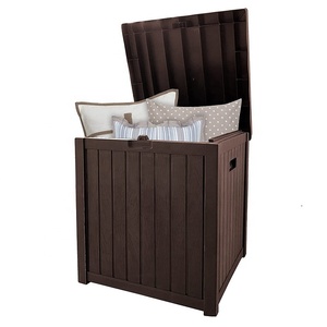 Medium Square Deck Box Resin Patio Outdoor Storage Box for Cushions   Pillows  Garden Tools 51 Gallon