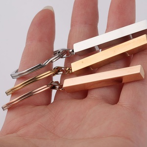 18K Gold PVD Plated Keychains Good Quality Blank bar Pendant Customized Cuboid Keychain Stainless Steel Pendant Jewelry - Product Image 2