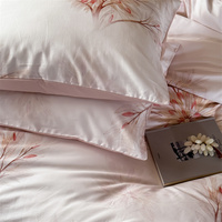 Ensemble de housse de couette 4 pièces en coton 100% ultra doux 300TC à motif floral, respirant et durable, pour un sommeil confortable