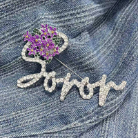Nouvelle Arrivée Broche en strass SOROR motif fleur violette Delta, pour membre de sororité, style Diva, épinglette de revers