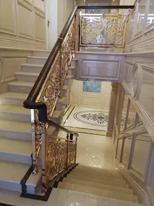 TAKA-barandilla de escalera de aluminio y latón para apartamento, barandilla decorativa tallada de lujo para hotel