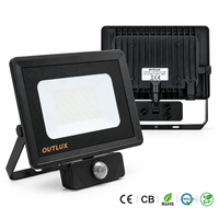 Projecteur extérieur avec capteur, étanche IP65, 20W-70W, super lumineux 6500K, pour jardin, cour, CE