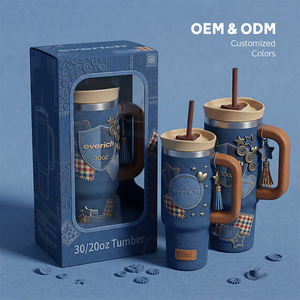 Gobelet isotherme en acier inoxydable de 40 oz avec poignée et paille, étanche, compatible lave-vaisselle, avec bol intégré, idéal pour le café en voyage, en coffret cadeau - Product Image 5