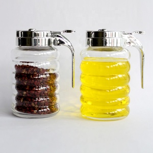 280ml di Vetro Trasparente Rotondo Shaper di Sale Zucchero Dispenser Olio con Nastro di Plastica Coperchio - Product Image 1